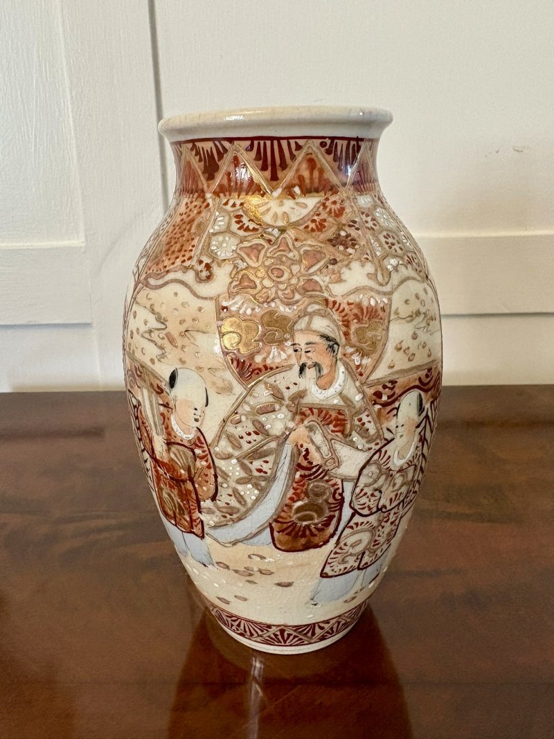 Pair of Antique Edwardian Quality Satsuma Vases - Image 8